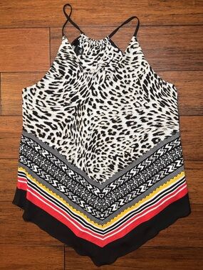 IZ Byer Leopard Print Scarf Hem Cami Tank Top Size Large